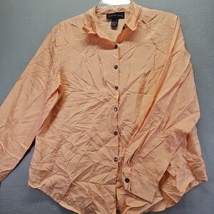 August 100% Silk Peach Blouse Size L